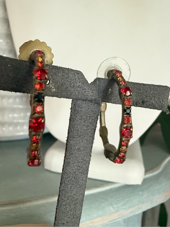 Sorrelli Jewelry - Sorrelli Red Crystal Brass Tone Hoop Earrings